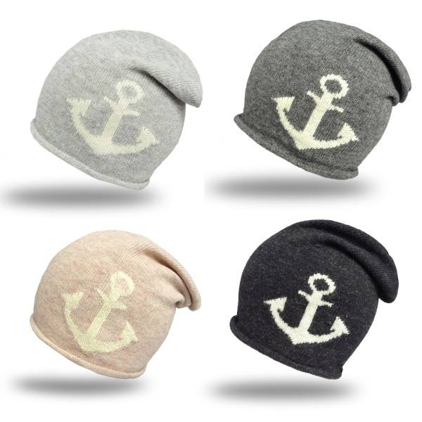 Sonia Originelli Strick Beanie "Anker" Strickmütze Maritim Wolle Premium
