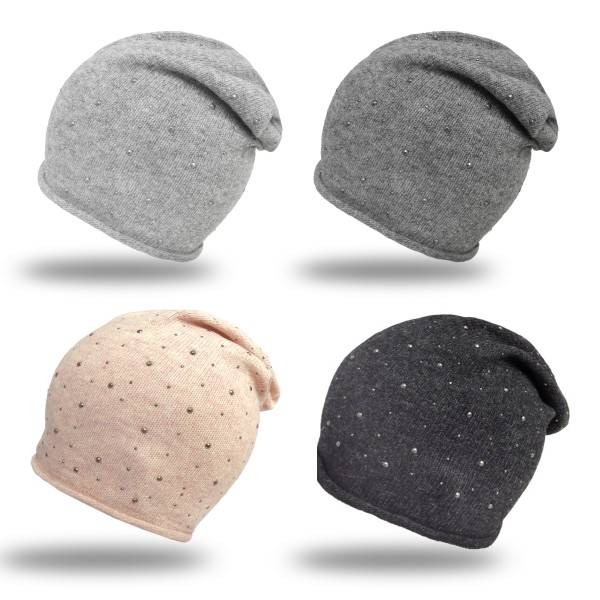 Sonia Originelli Strick Beanie "Nieten" Wolle Strickmütze Premium