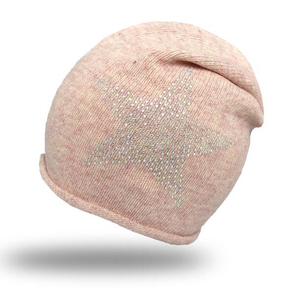 Sonia Originelli Strick Beanie "Prisma" Strasssteine Stern Strickmütze Premium