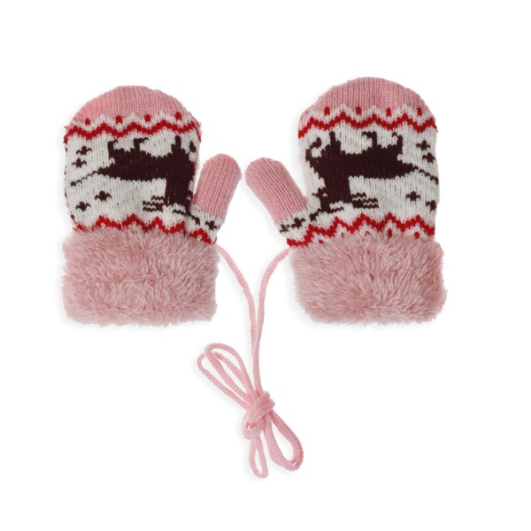 Sonia Originelli Strickfäustel Fausthandschuhe Band Kinderhandschuhe Kordel Rentier