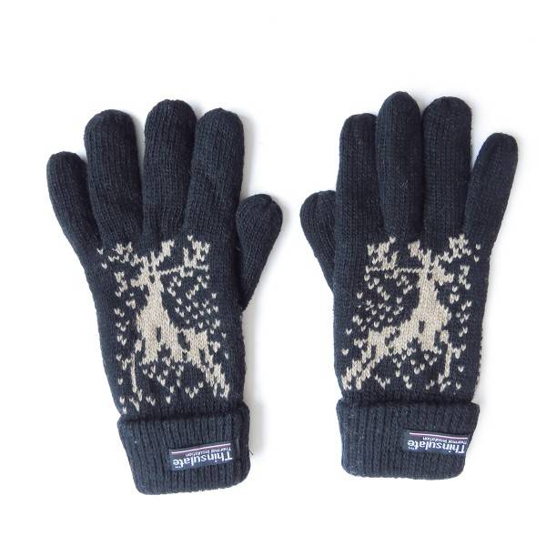 Sonia Originelli Strickhandschuhe Finger Umschlag Elch Wolle Fleece Winter Unisex