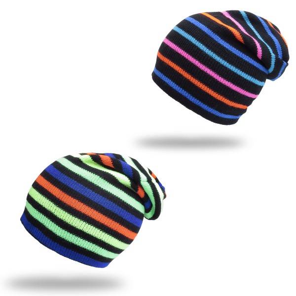 Sonia Originelli Strickmütze Gestreift Bunte Streifen Weich Und Warm Neon