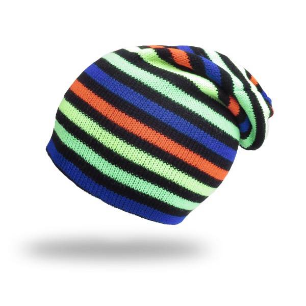 Sonia Originelli Strickmütze gestreift bunte Streifen weich und warm neon
