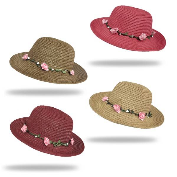 Sonia Originelli Strohhut "Blümchen" Strandhut Blumenkranz Damen Blume