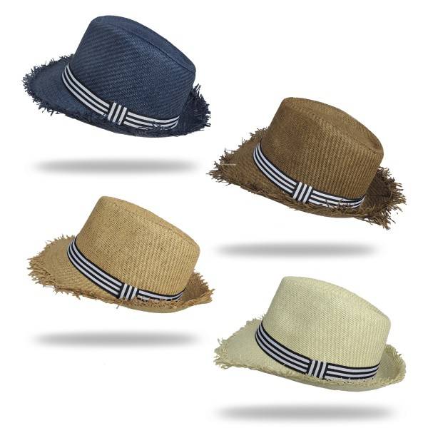 Sonia Originelli Strohhut Sommerhut Strand Fransen Damen Herren Unisex Streifen