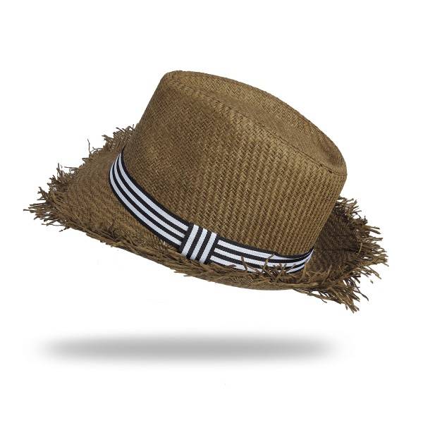 Sonia Originelli Strohhut Sommerhut Strand Fransen Damen Herren Unisex Streifen