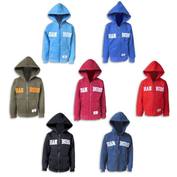 Sonia Originelli Sweatjacke "Hamburg" Kinder Unifarben Jacke Hoodie Bestickt