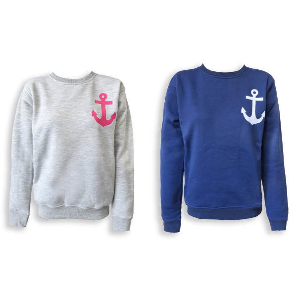 Sonia Originelli Sweatshirt "Anker" Maritim Druck Damen Unifarben Pullover