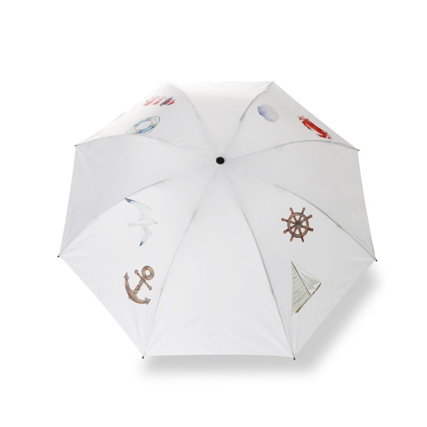 Sonia Originelli Taschenschirm "Nautic" Maritime Aquarell Motive Premium Regenschutz Anker Leuchtturm