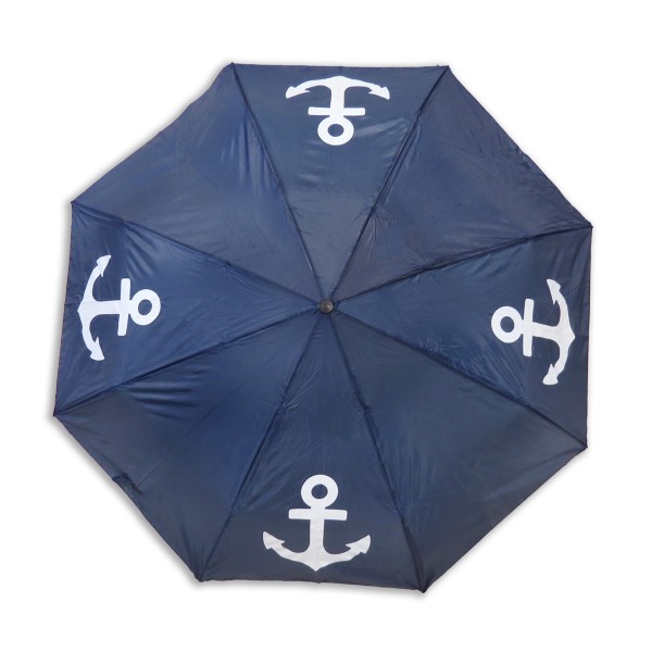 Sonia Originelli Taschenschirm Uni "Anker" Regenschirm Schutz Maritim Küste Einfarbig