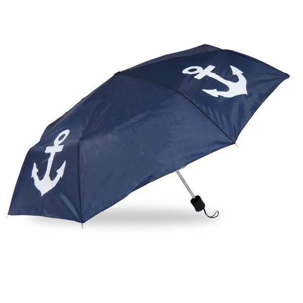 Sonia Originelli Taschenschirm Uni "Anker" Regenschirm Schutz Maritim Küste Einfarbig