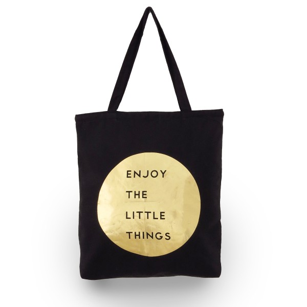 Sonia Originelli Tragetasche goldener Druck "Enjoy the little things" Stoffbeutel Baumwolle