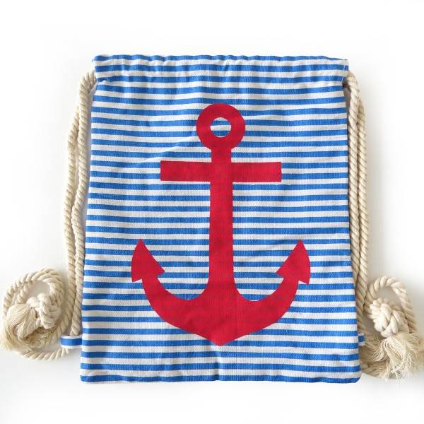 Sonia Originelli Turnbeutel Anker Maritim Gestreift Strand Beach Rucksack