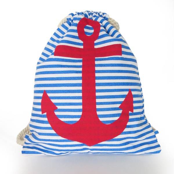 Sonia Originelli Turnbeutel Anker maritim gestreift Strand Beach Rucksack