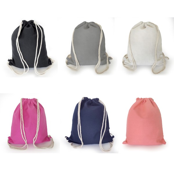 Sonia Originelli Turnbeutel Gymbag Unifarben Seilkordel Baumwolle Trend