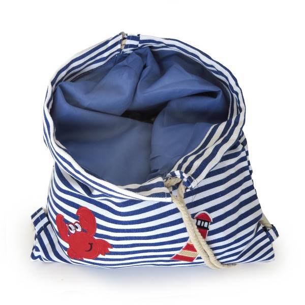 Sonia Originelli Turnbeutel Patches Aufnäher Gymbag Gestreift Anker Krabbe Baumwolle
