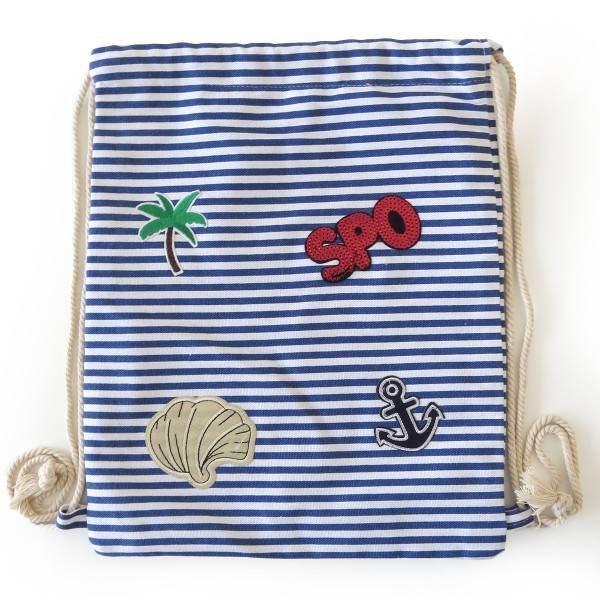 Sonia Originelli Turnbeutel Patches Aufnäher Gymbag Gestreift "Sankt Peter-Ording"