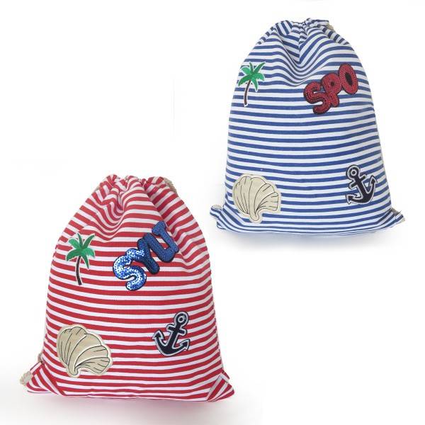 Sonia Originelli Turnbeutel Patches Aufnäher Gymbag Gestreift "Sankt Peter-Ording"