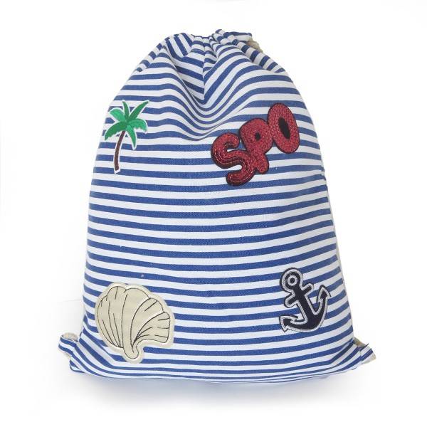 Sonia Originelli Turnbeutel Patches Aufnäher Gymbag gestreift "Sankt Peter-Ording"