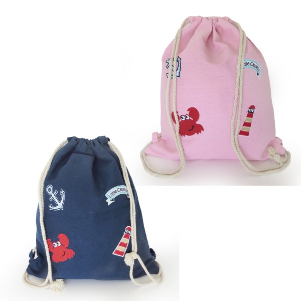 Sonia Originelli Turnbeutel Patches Aufnäher Gymbag Maritim Anker Krabbe Baumwolle