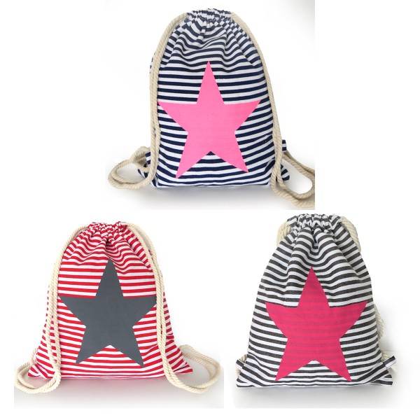 Sonia Originelli Turnbeutel Stern Maritim Gestreift Strand Beach Rucksack