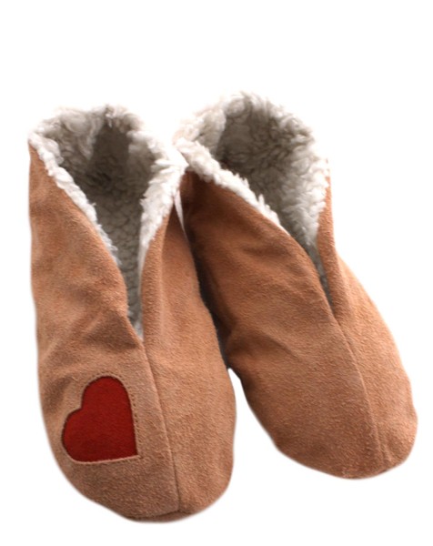 Sonia Originelli Wildlederhausschuh "Herz" Echt Leder Kuschelfell Puschen Schluffis