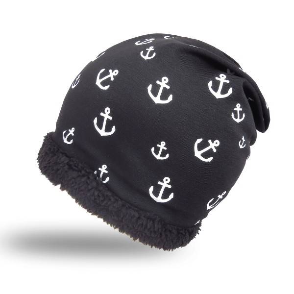 Sonia Originelli Winter Beanie Mütze "Mini Anker" Teddyfell Futter Maritim