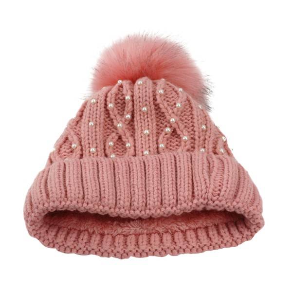 Sonia Originelli Winter Beanie Mütze Perlen Zopfmuster XL Bommel Teddyfell