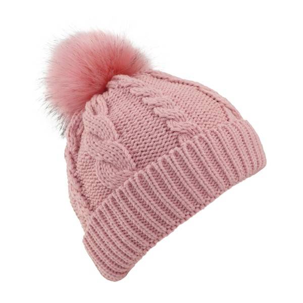 Sonia Originelli Winter Beanie Mütze Zopfmuster XL Bommel Teddyfell