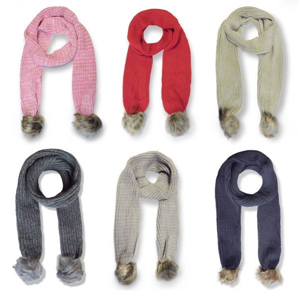 Sonia Originelli Winterschal Bommel Abnehmbar Kunstfell Strickschal Kuschelig Weich Und Warm