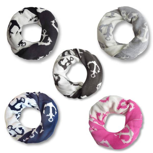 Sonia Originelli Winterschal Loop Schlauch Anker Maritim Strickschal Rundschal Wendbar