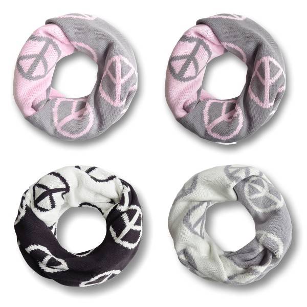 Sonia Originelli Winterschal Loop Schlauch Peace Frieden Strickschal Rundschal Wendbar