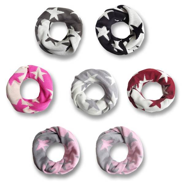 Sonia Originelli Winterschal Loop Schlauch Sterne Strickschal Rundschal Wendbar