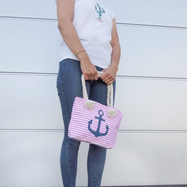 Sonia Originelli XS Shopper Maritim Gestreift Ankerprint Seilkordel