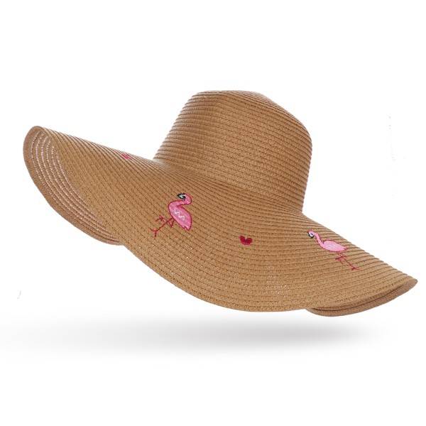 Sonia Originelli XXL Strohhut "Flamingo" Stickerei Herz Damen Sommerhut Strand
