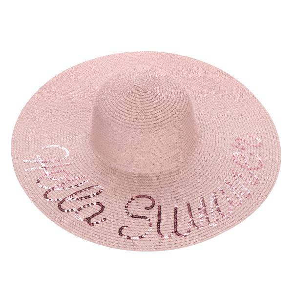 Sonia Originelli XXL Strohhut "Hello Summer Pailletten" Damen Sommerhut Strand