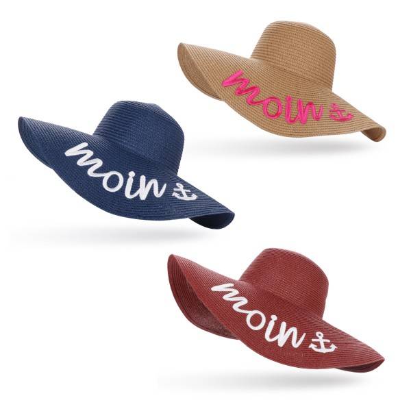 Sonia Originelli XXL Strohhut "Moin" Anker Maritim Damen Sommerhut Strand