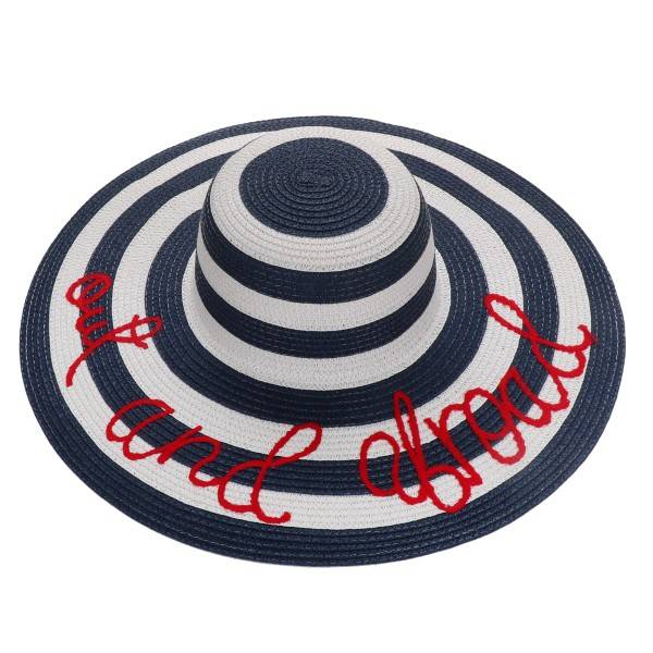 Sonia Originelli XXL Strohhut "Out And Abroad" Streifen Maritim Bestickt Sommer Strand