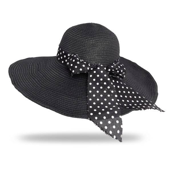 Sonia Originelli XXL Strohhut Strandhut Schleife Punkte Damen