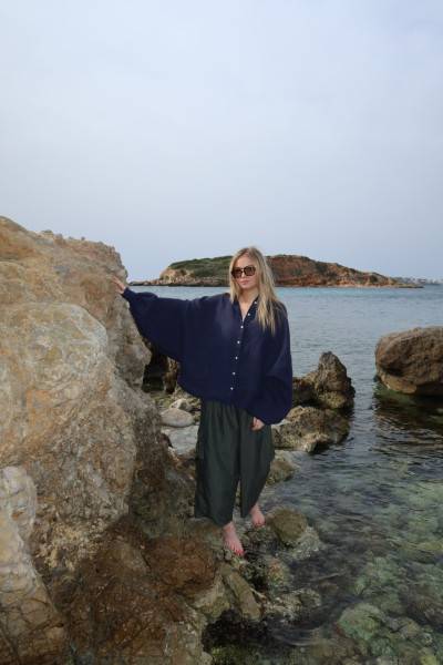 Sosue Bluse Antonia Linen Navy