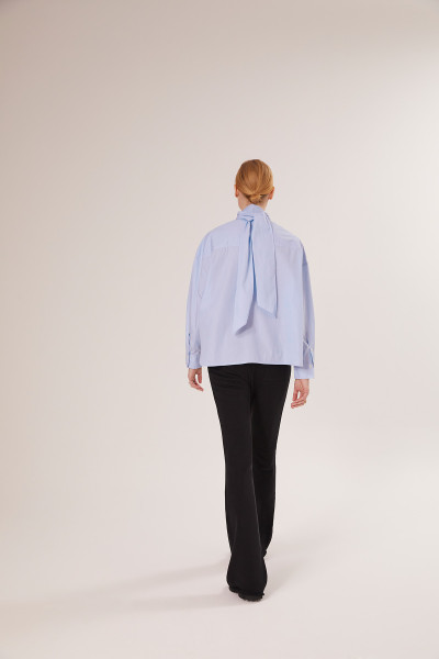 Sosue Bow Blouse Blue Stripes