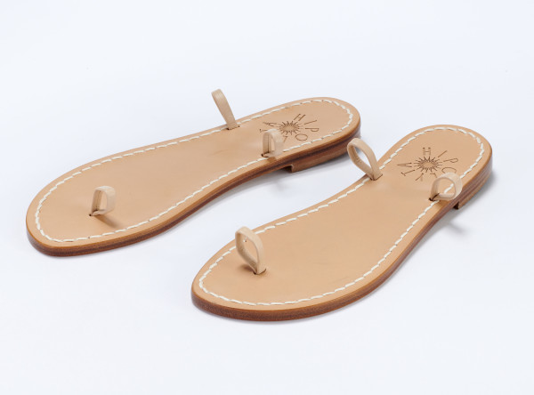 Sosue Flache Sandalen Aus Leder-beige-rosa