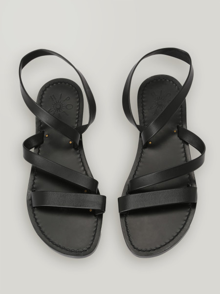 Sosue Flache Sandalen aus Leder Black NEW