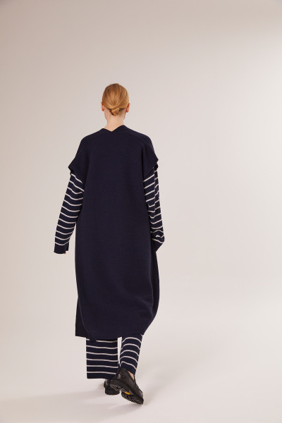 Sosue Long Vest Dark Blue