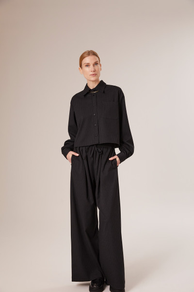 Sosue Pinstripe Blouse Black