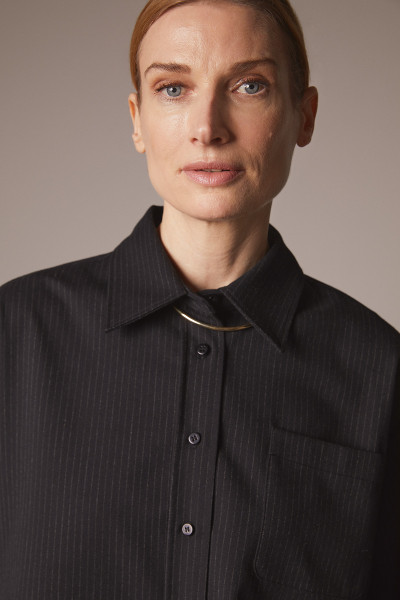 Sosue Pinstripe Blouse Black