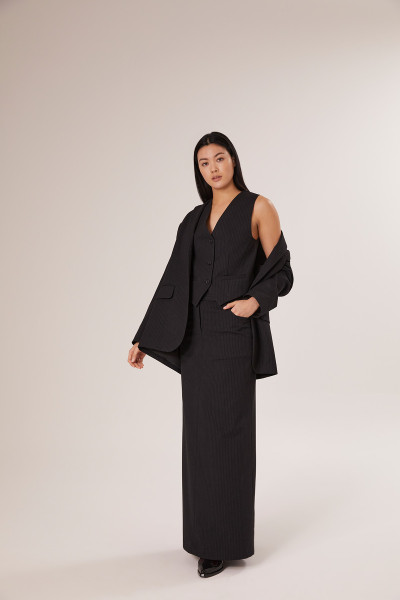 Sosue Pinstripe Skirt Black