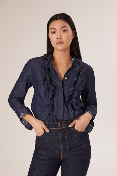 Sosue Ruffle Blouse Denim