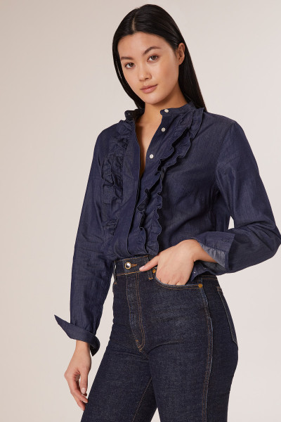 Sosue Ruffle Blouse Denim