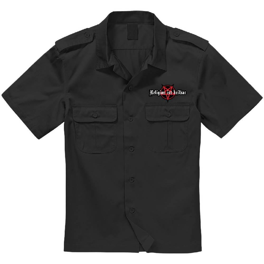 Spass Kostet Armee Hemd Kurzarm Religion ist heilbar 666 mit Aufnäher